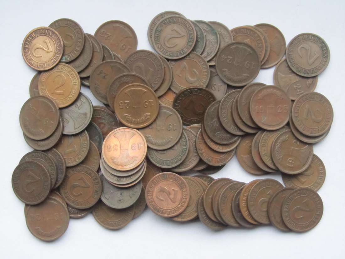  Weimarer Republik: 100 x 2 Pfennig (Jaeger 307 + 314)   