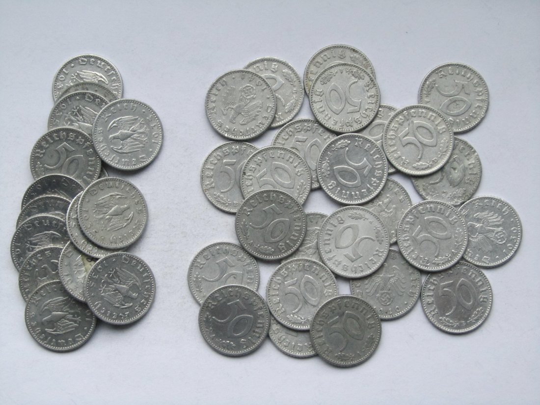  Deutsches Reich: 15 x 50 Pfennig (Jaeger 368) + 25 x 50 Pfennig (Jaeger 372)   