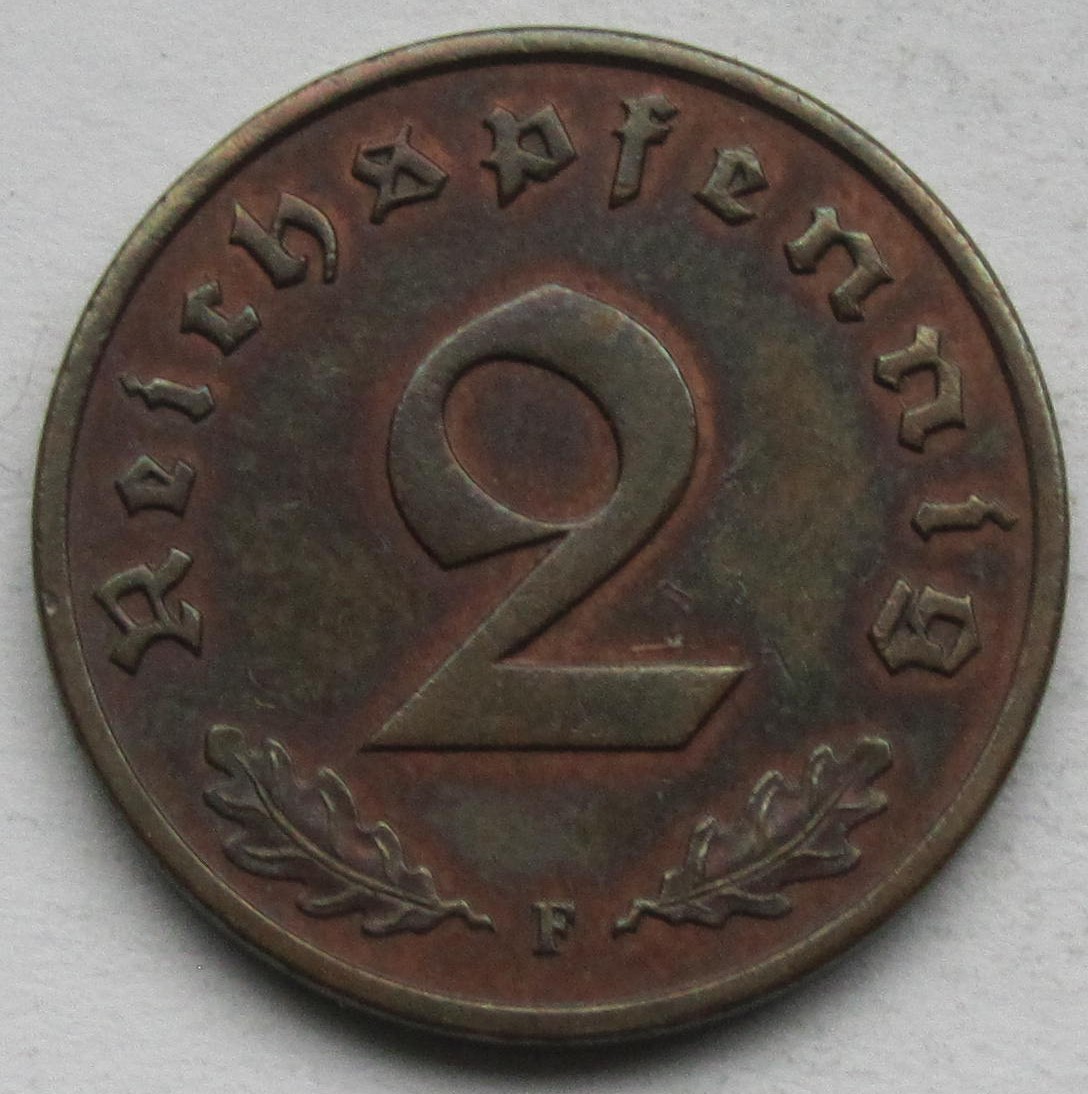  Deutsches Reich: 2 Pfennig 1936 F   