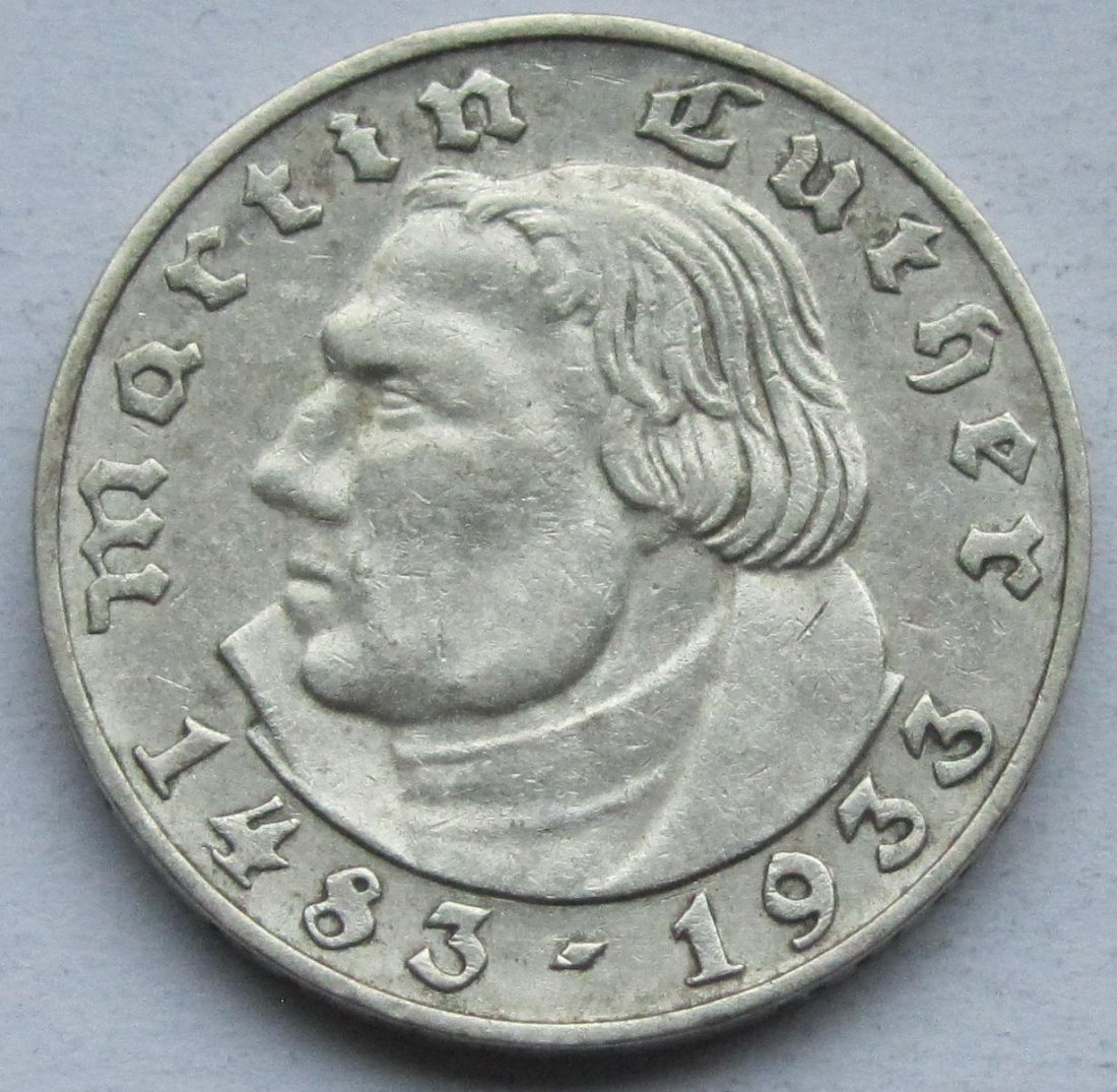  Deutsches Reich: 2 Mark Luther (Jaeger 352) 1933 A   