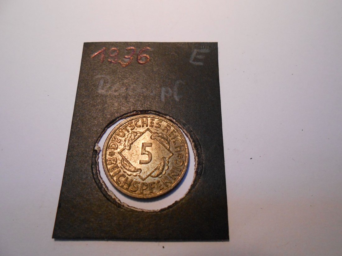  P30. 5 Reichspfennig, 1936 E, Al-Bronze   