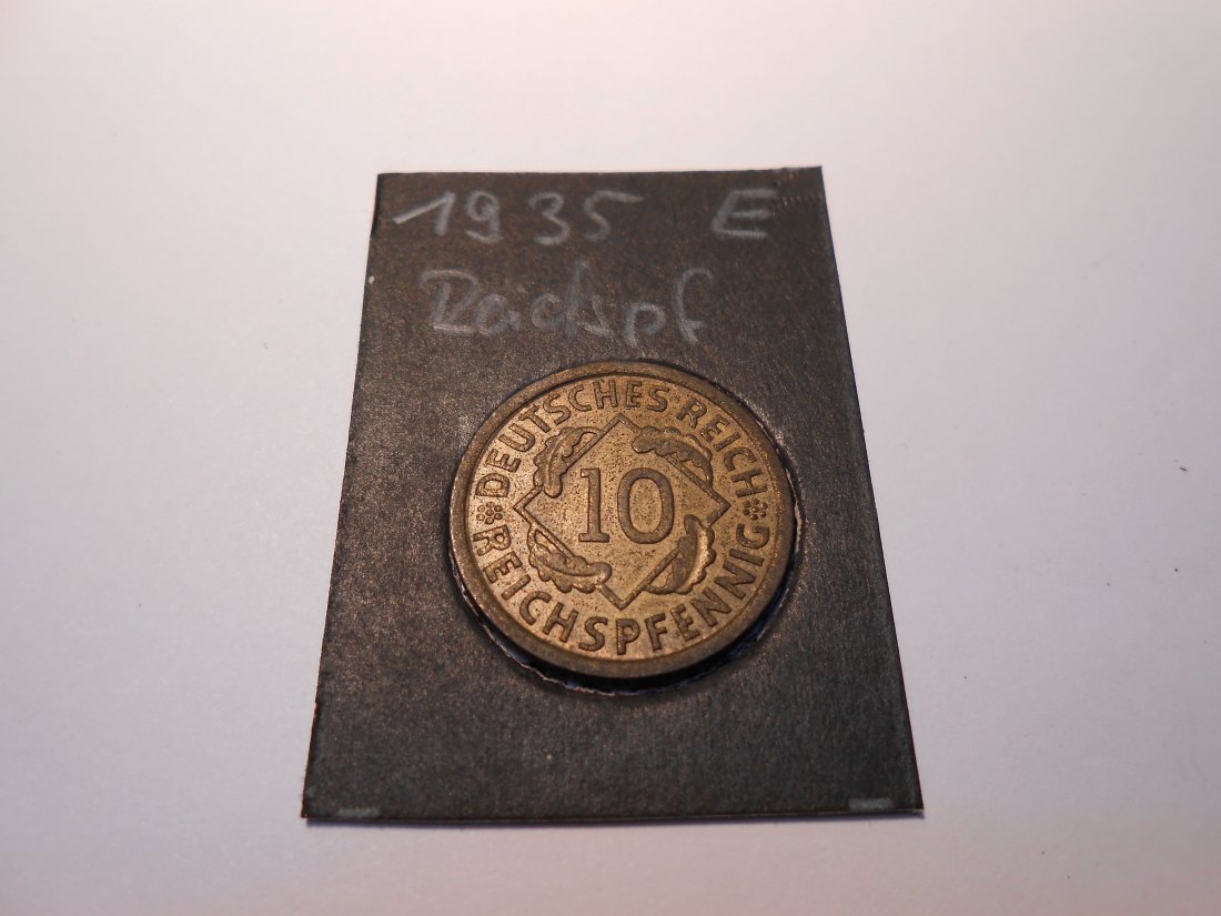  P39. 10 Reichspfennig, 1935 E, Al-Bronze   