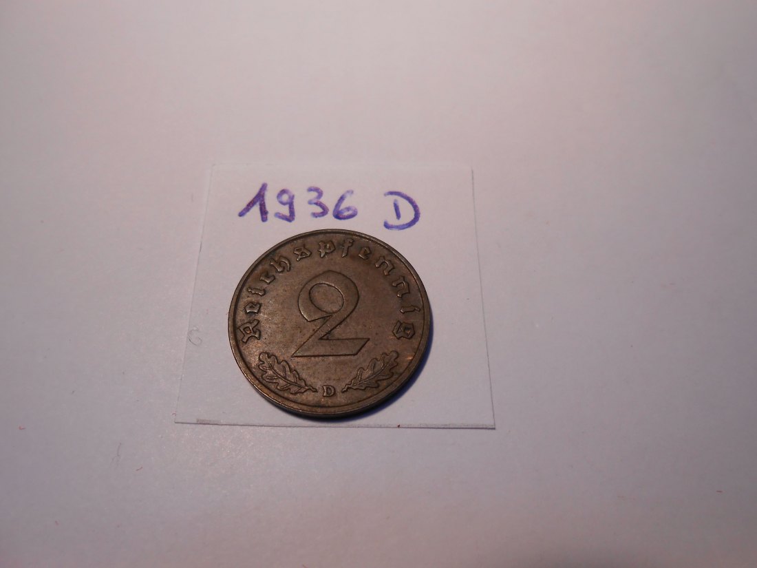  P42. 2 Reichspfennig 1936 D, Bronze   