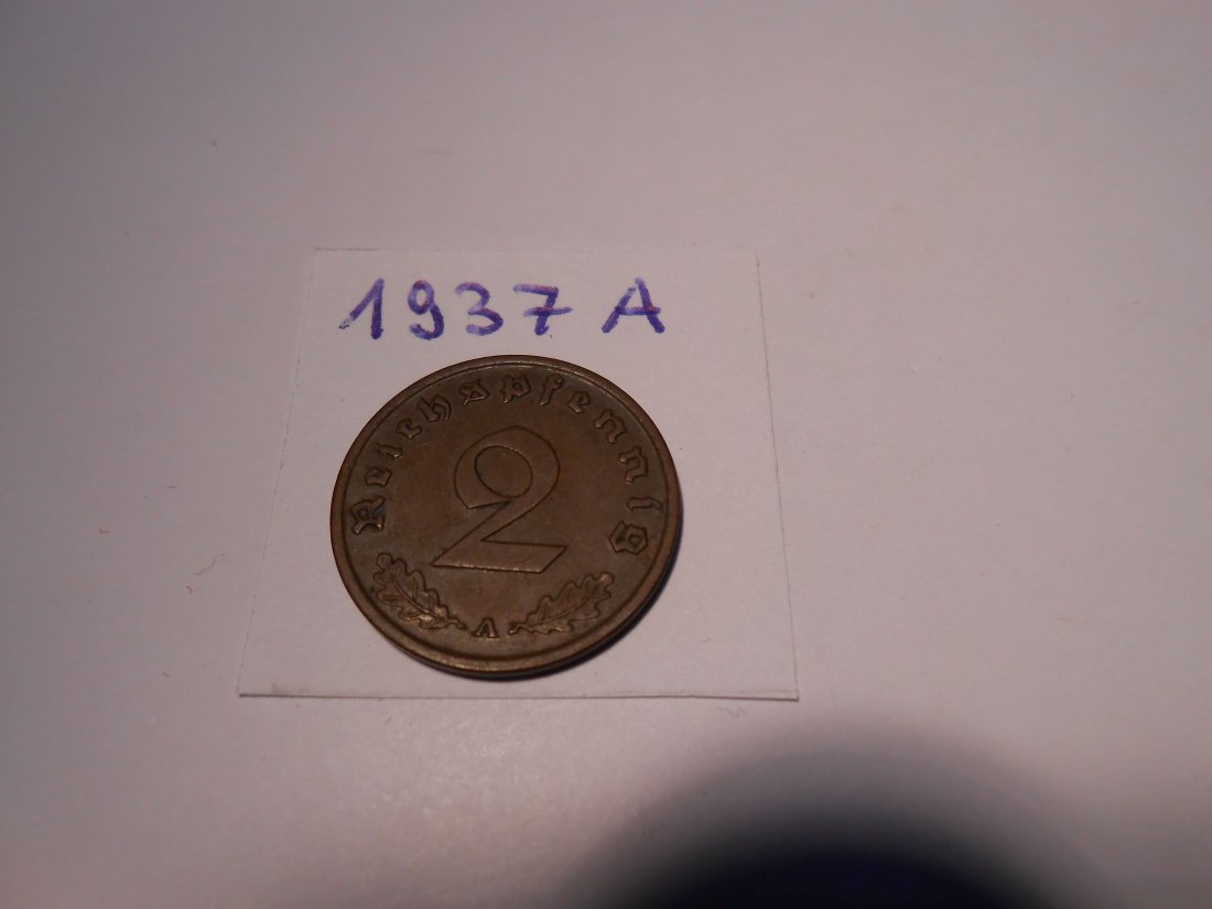  P43. 2 Reichspfennig 1937 A, Bronze   