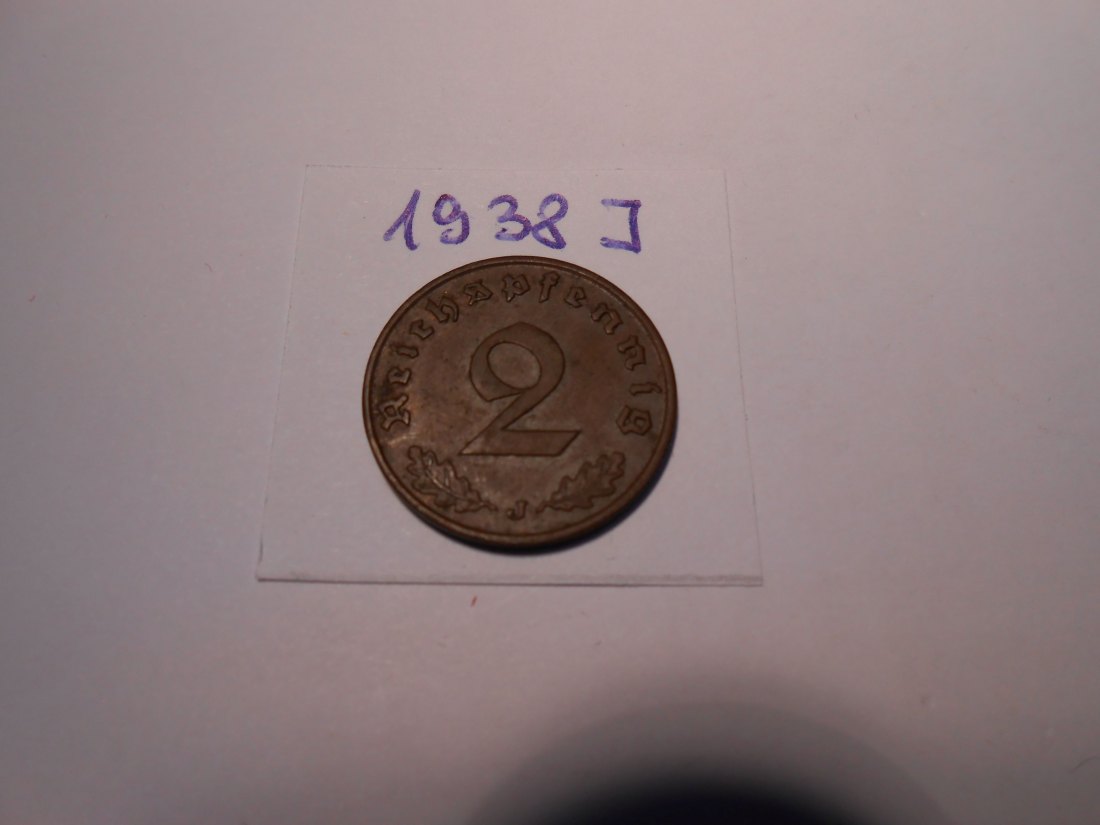  P46. 2 Reichspfennig 1938 J, Bronze   