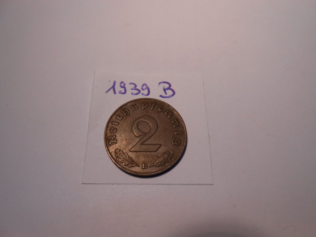  P48. 2 Reichspfennig 1939 B, Bronze   