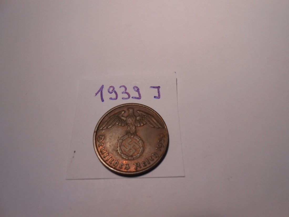  P50. 2 Reichspfennig 1939 J, -Bronze   