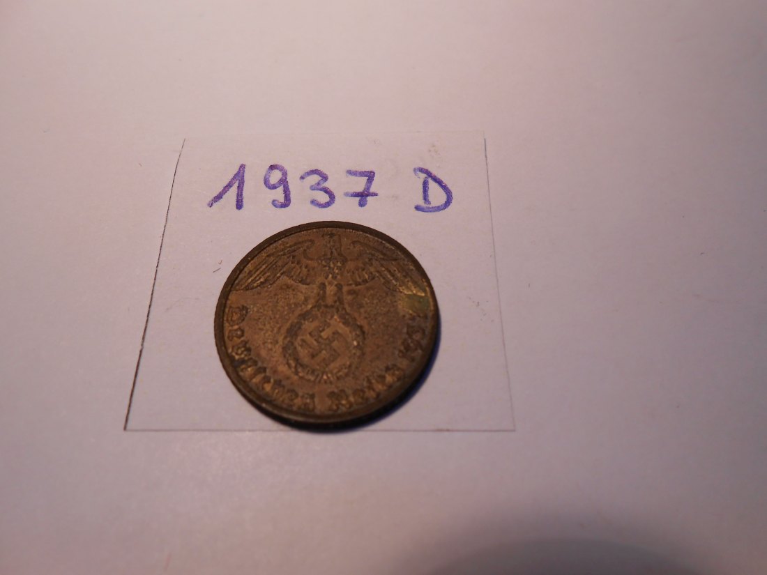  P54. 5 Reichspfennig 1937 D, Al-Bronze   