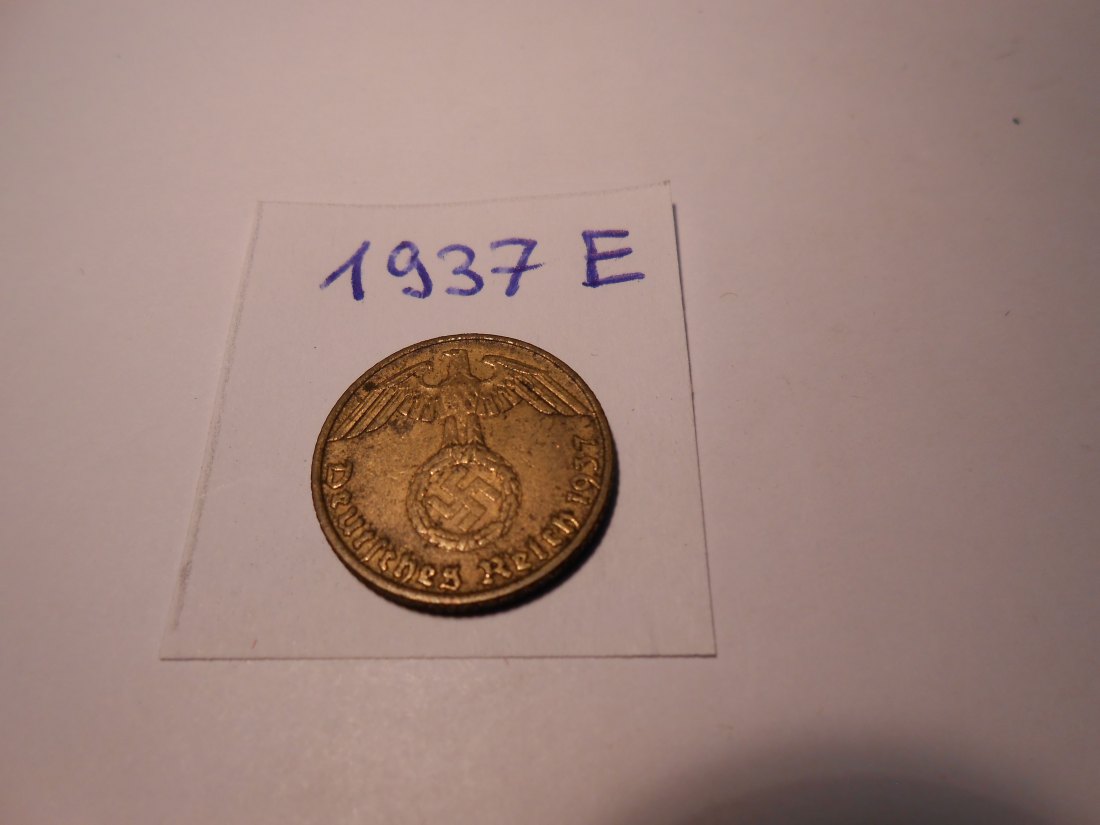  P55. 5 Reichspfennig 1937 E, Al-Bronze   