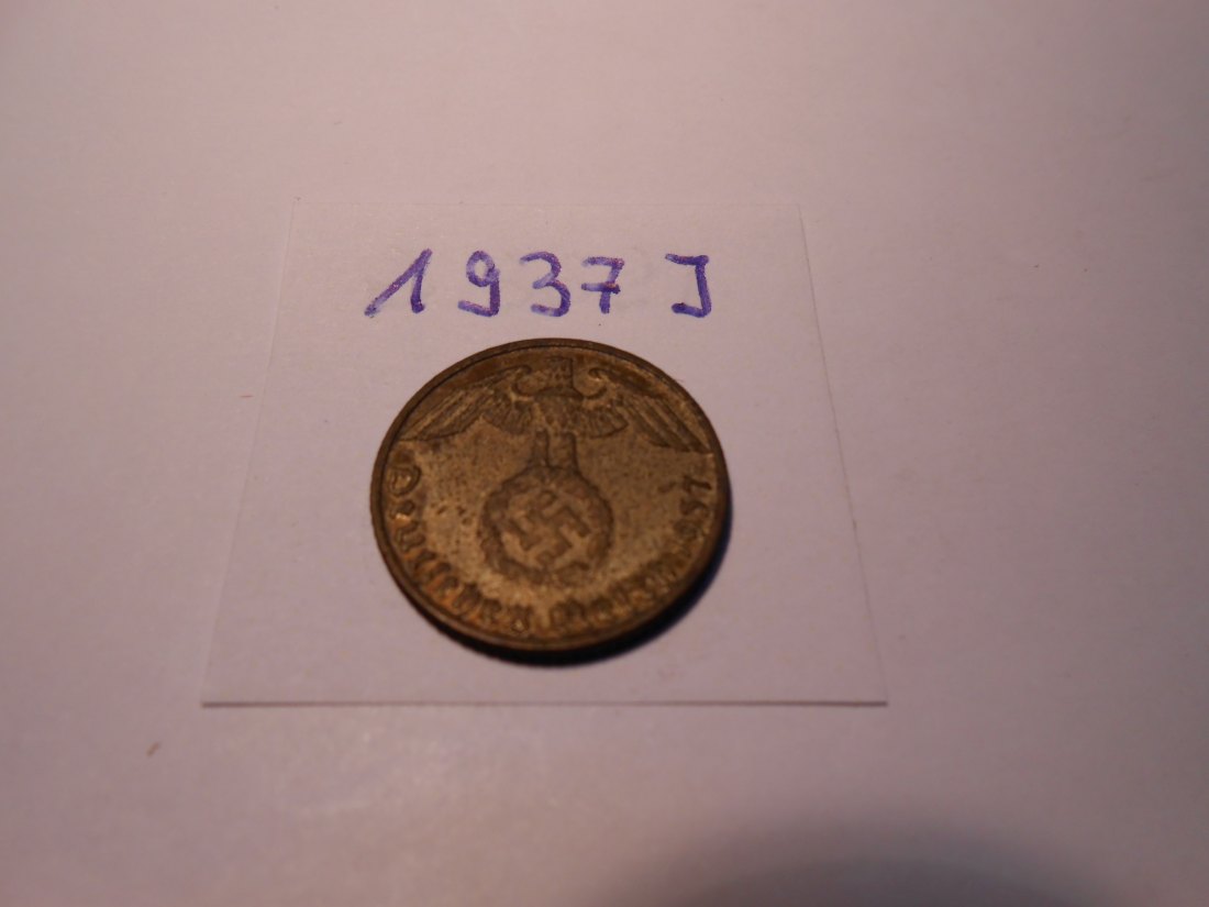  P56. 5 Reichspfennig 1937 J, Al-Bronze   