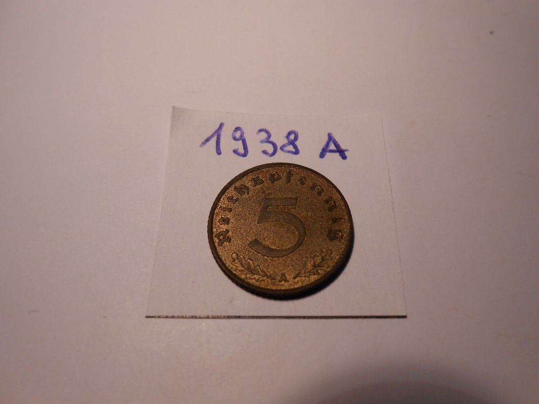  P57. 5 Reichspfennig 1938 A, Al-Bronze   