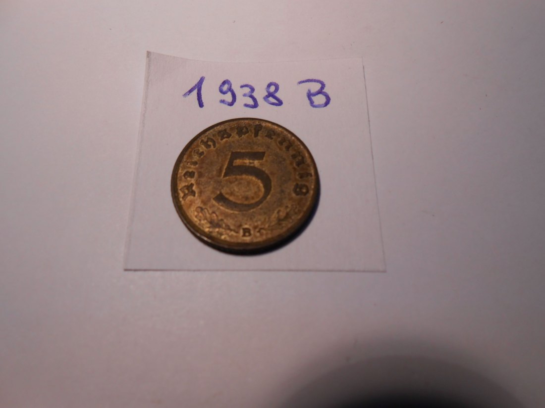  P58. 5 Reichspfennig 1938 B, Al-Bronze   