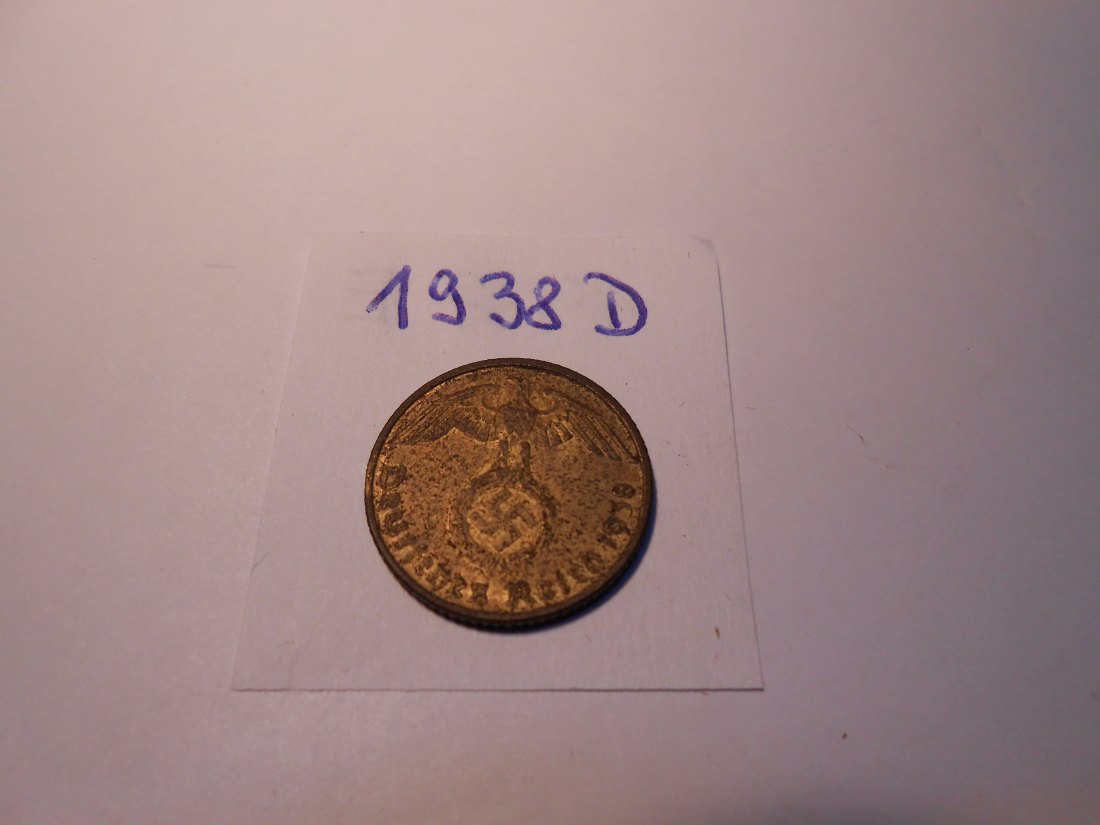  P59. 5 Reichspfennig 1938 D, Al-Bronze   