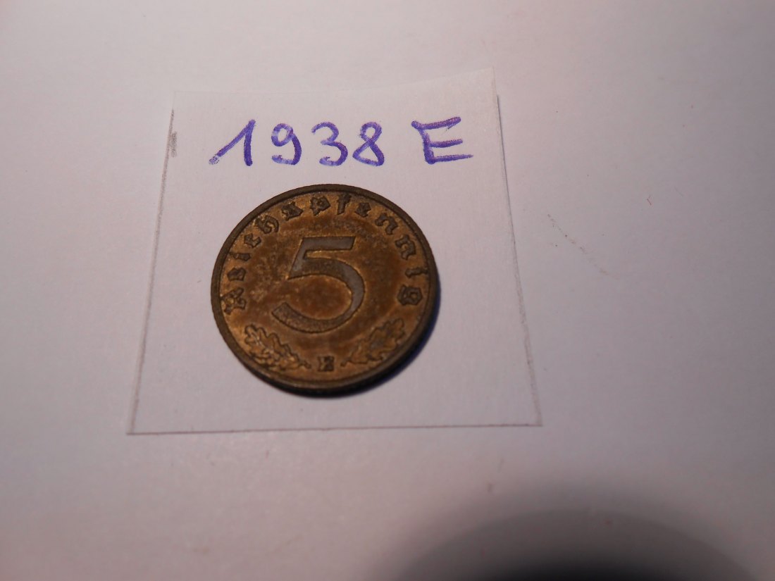  P60. 5 Reichspfennig 1938 E, Al-Bronze   