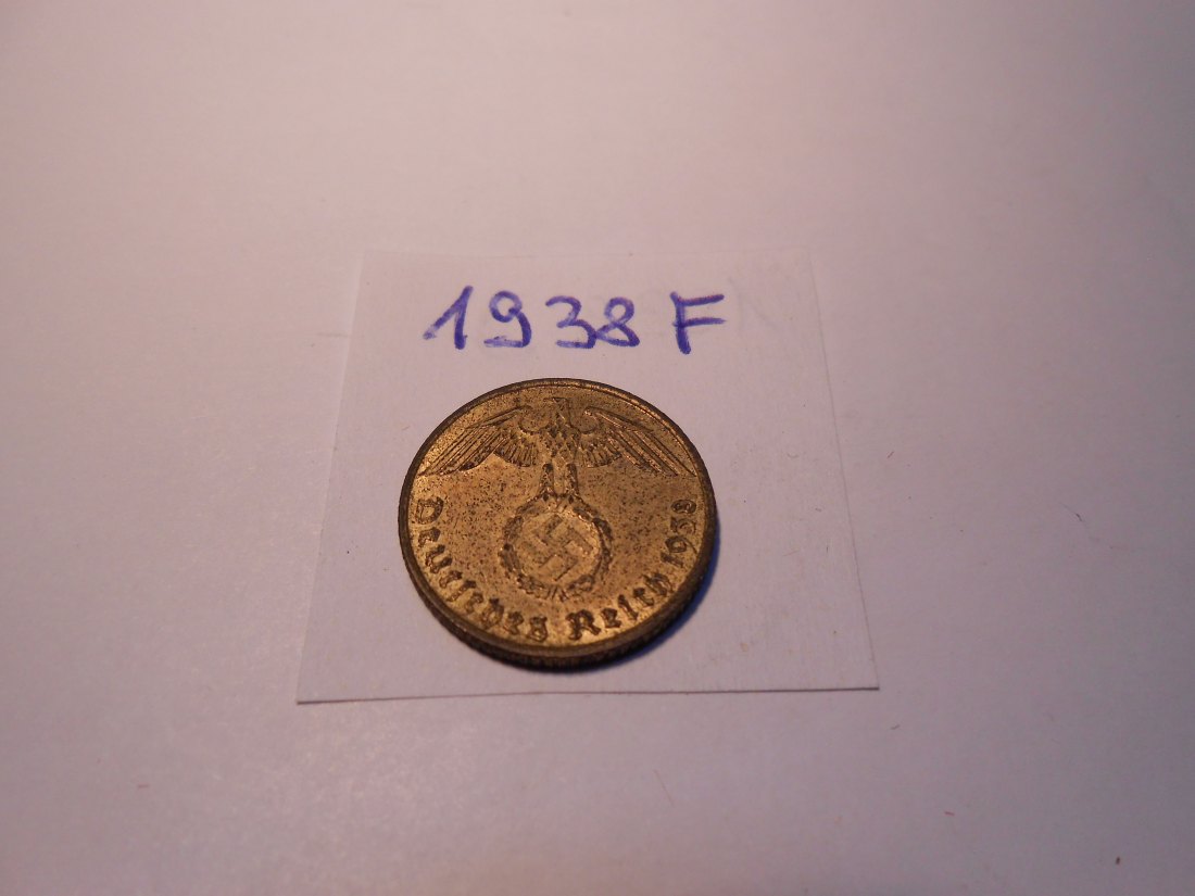  P61. 5 Reichspfennig 1938 F, Al-Bronze   