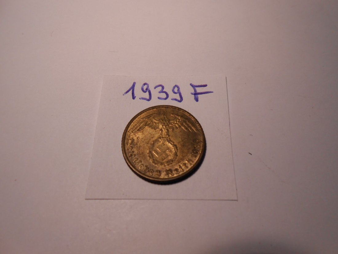  P68. 5 Reichspfennig 1939 F, Al-Bronze   