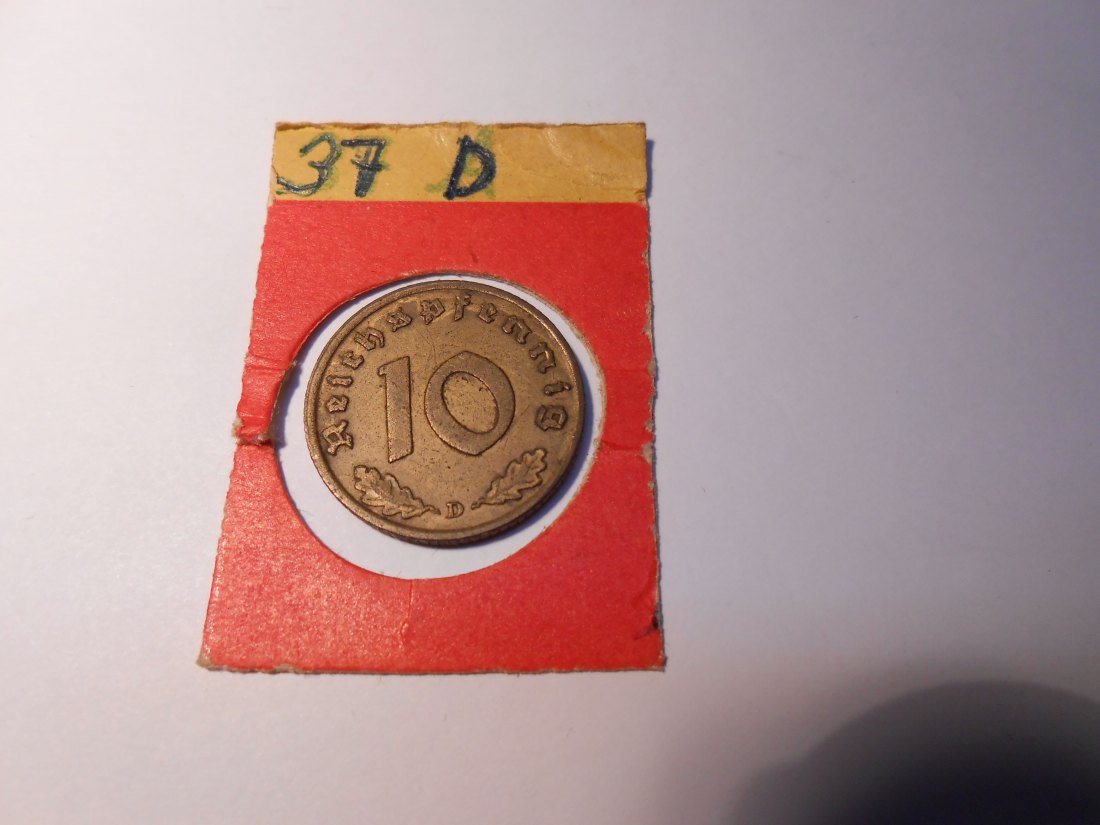  P70. 10 Reichspfennig 1937 D, Al-Bronze   