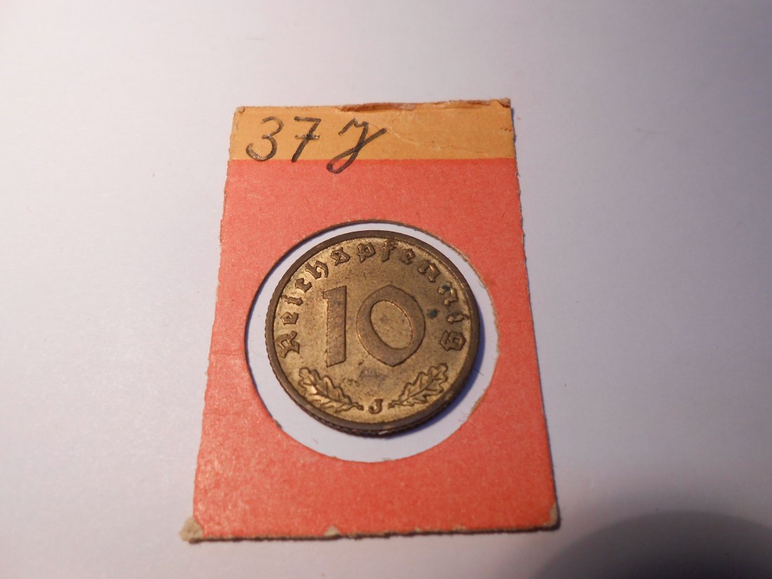  P71. 10 Reichspfennig 1937 J, Al-Bronze   