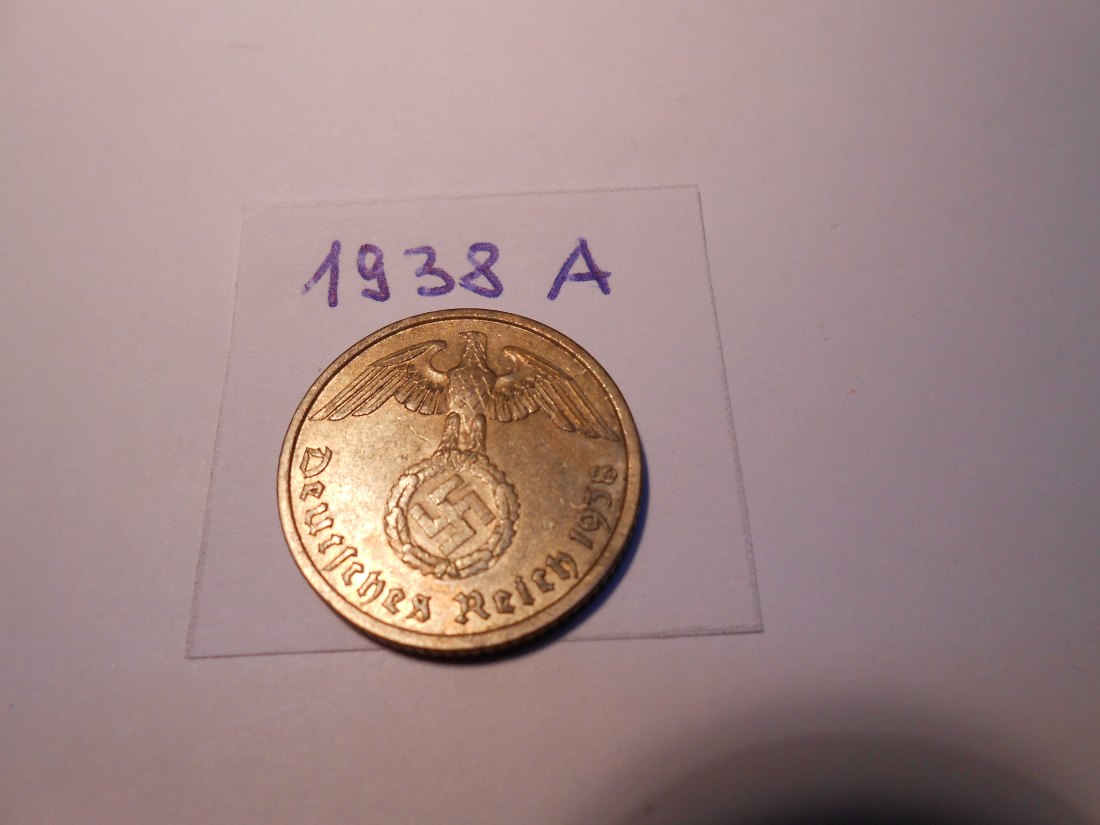  P72. 10 Reichspfennig 1938 A, Al-Bronze   