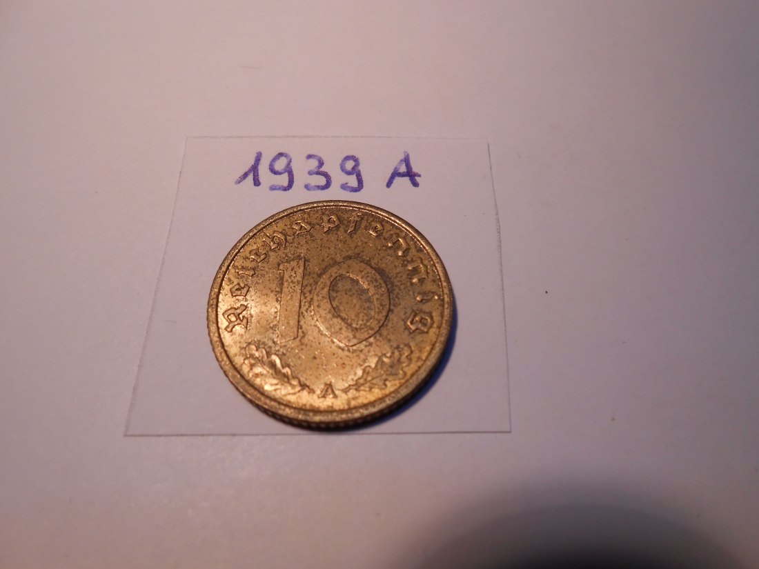  P73. 10 Reichspfennig 1939 A, Al-Bronze   