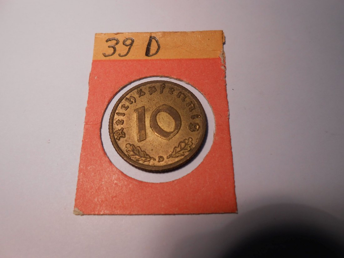  P74. 10 Reichspfennig 1939 D, Al-Bronze   