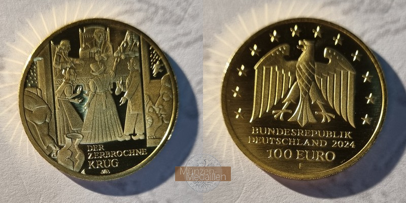 BRD. 100 Euro MM-Frankfurt  Feingewicht: 15,55g Gold Meisterwerke der dt. Literatur - Krug 2024 J 