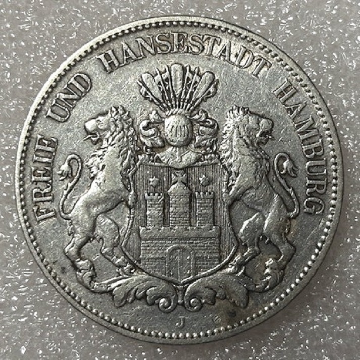  KAISERREICH --- 5 Mark 1903 * Freie und Hansestadt Hamburg * ss , 0,900 Ag   