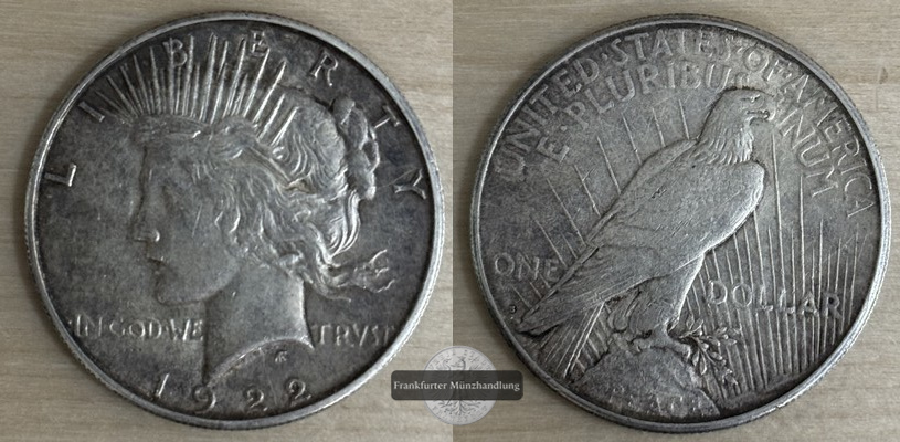  USA  1 Dollar  Peace Dollar  1922  FM-Frankfurt Feingewicht: 24,06g   