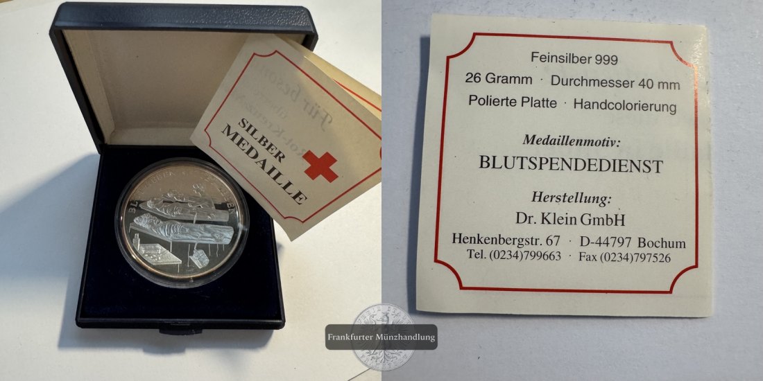  Deutsches Rotes Kreuz Medaille FM-Frankfurt Feinsilber: 26g   