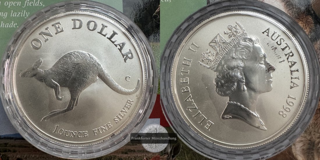  Australien 1 Dollar 1998 Silber Känguru FM-Frankfurt KM#365 Feinsilber: 31,1g   