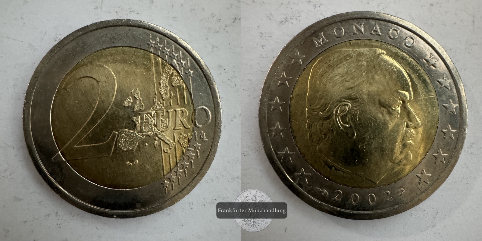  Monaco 2 Euro 2002 Rainer III FM-Frankfurt KM#174 BiMetal-Gewicht: 8,5g   