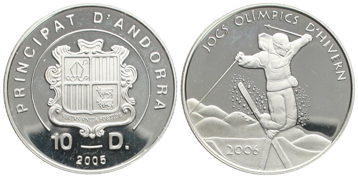  Andorra: 10 Diners 2005, KM# 215, 28,28 gr. 925 er Silber, nur 15.000 Exemplare!   