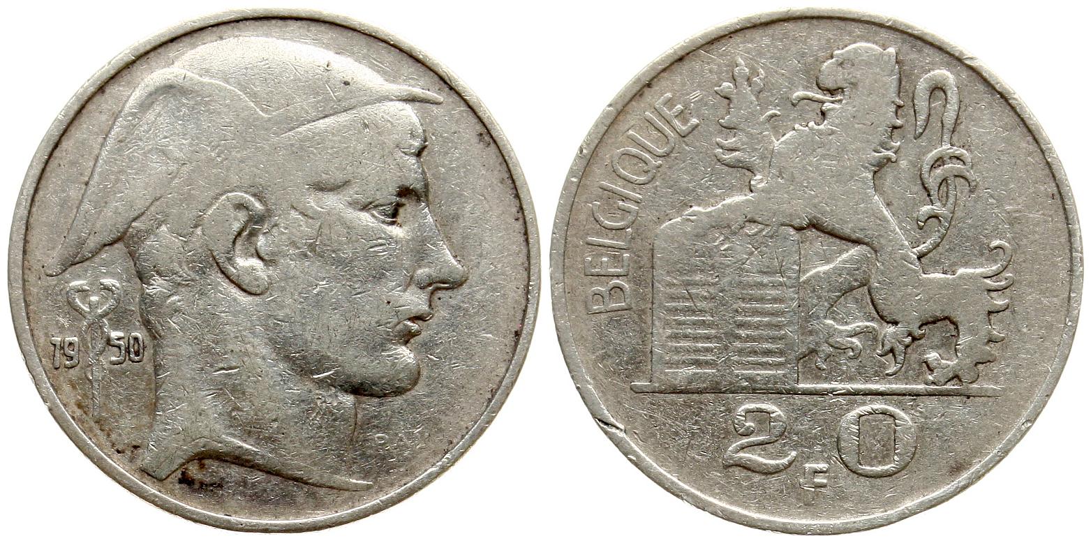  Belgien: Leopold III., 50 Francs 1950. 12,5 gr. 835er Silber (10,44 fein), siehe Bilder!   