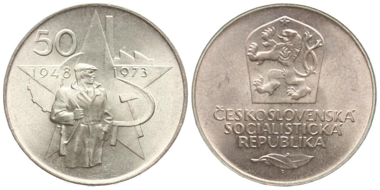  Tschechoslowakei: 50 Korun 1973. 25 jahre Sieg des Kommunismus, Silber, TOP-Erhaltung!!   