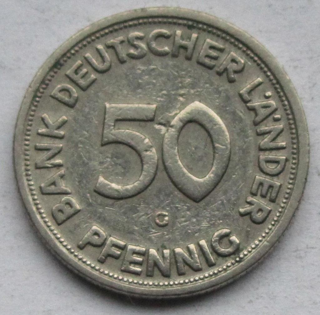  Deutschland: 50 Pfennig Bank deutscher Länder 1950 G   