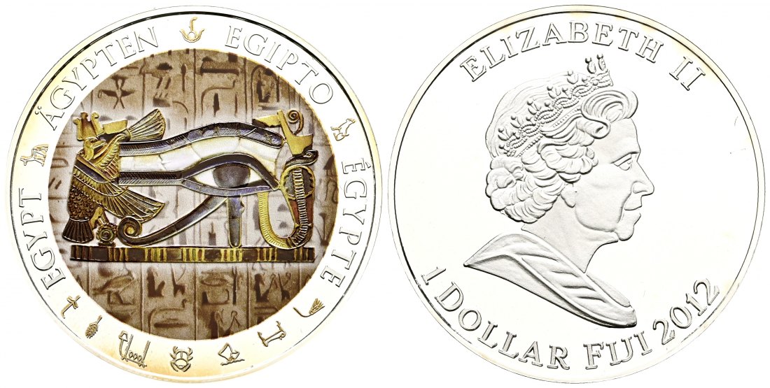 PEUS 2318 Fiji Inseln 20 g Feinsilber. Horusauge Multicolor Auflage 999 Dollar SILBER 2012 Proof (Kapsel)