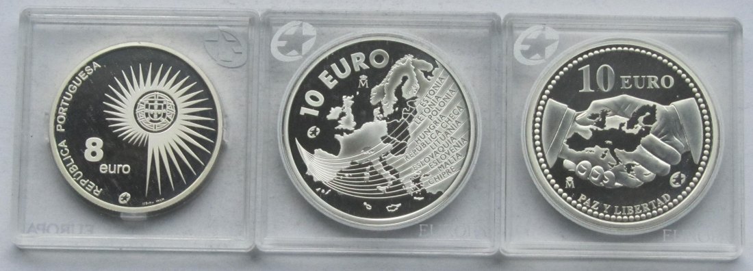  Portugal/Spanien: Lot aus drei Silbermünzen, zusammen 78,8 g Feinsilber   