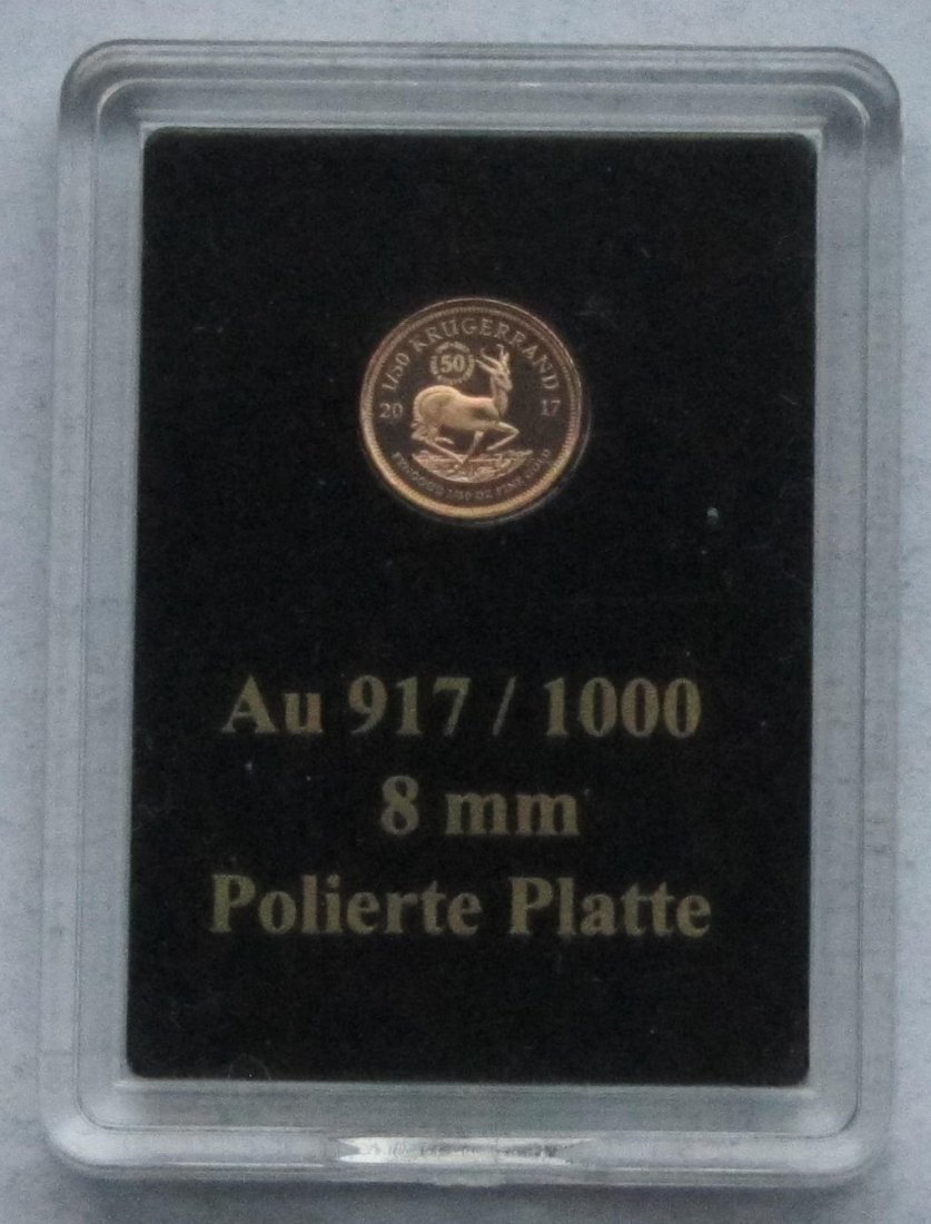  Südafrika: 1/50 Unze Krügerrand 2017, enthält 0,62 g Feingold   