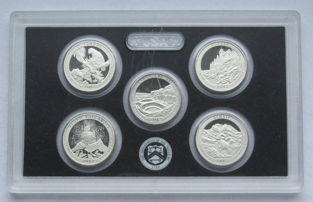  USA Vereinigte Staaten: Set America the Beautiful Silberquarters 2012, enthält 28,1 g Feinsilber   