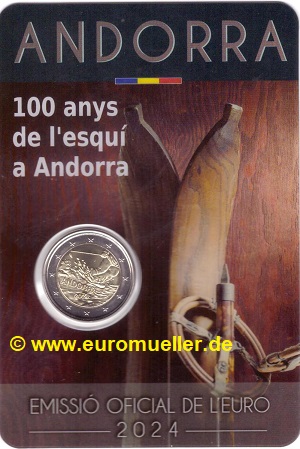 Andorra ...2 Euro Gedenkmünze 2024...Skisport...bu...Coincard   