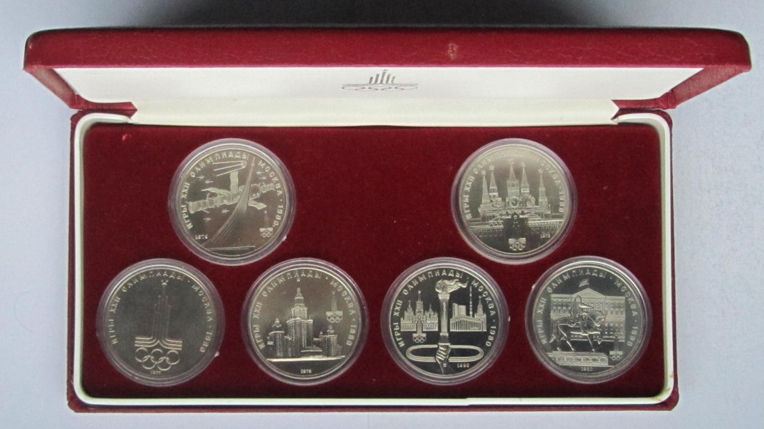  Sowjetunion/Russland: 6 x 1 Rubel Olympiade Moskau 1980   