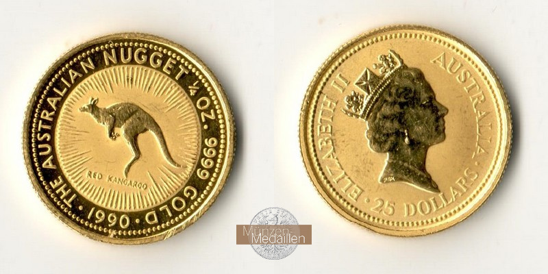 Australien MM-Frankfurt Feingold: 7,78g 25 Dollars 1990 