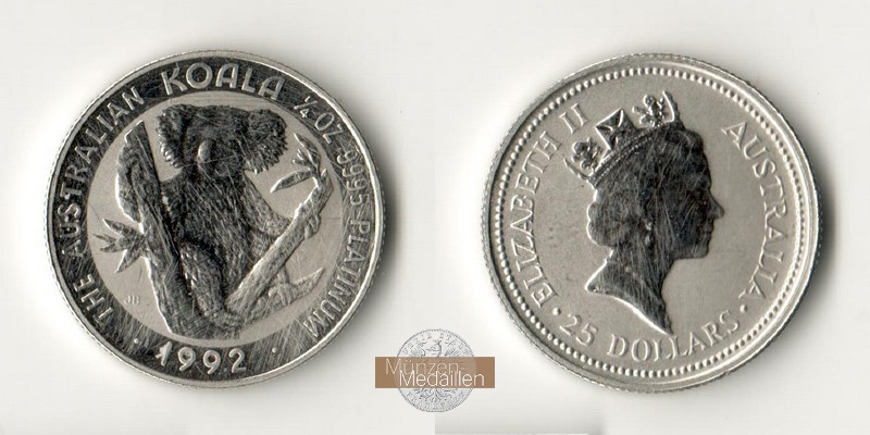 Australien MM-Frankfurt Feingewicht: 7,78g Platinum 25 Dollars (Koala) 1992 