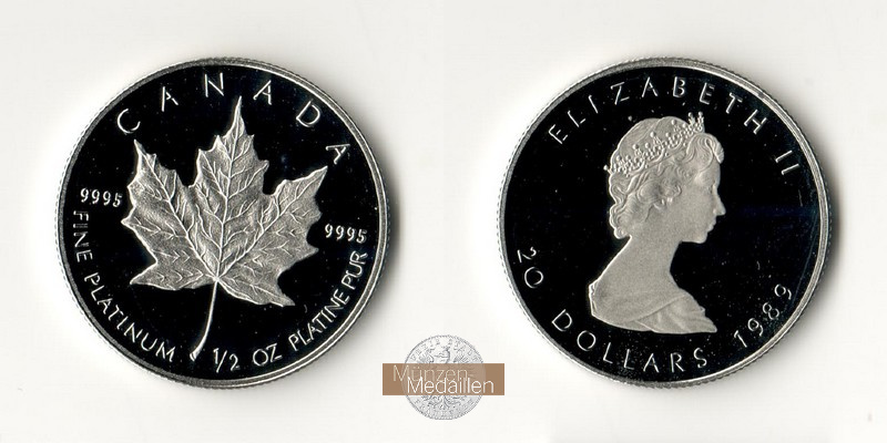 Kanada MM-Frankfurt Feinplatin: 15,55g 20 Dollar 1989 