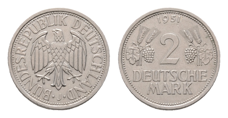  BRD; 2 Deutsche Mark 1951   