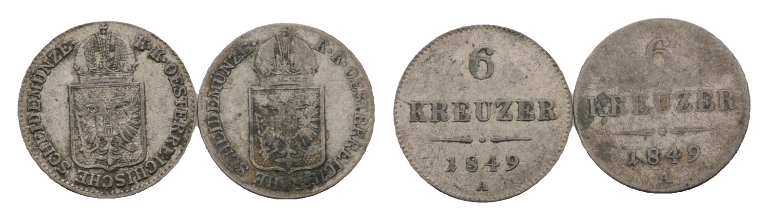  Österreich; 2 Kleinmünzen 1849   