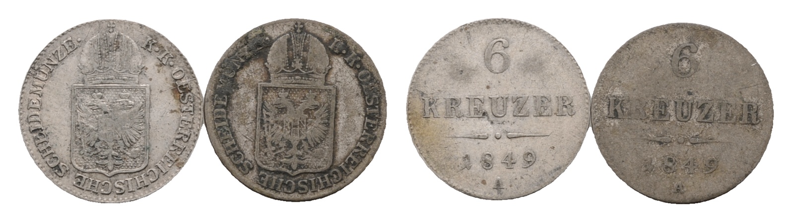  Österreich; 2x 6 Kreuzer 1849   