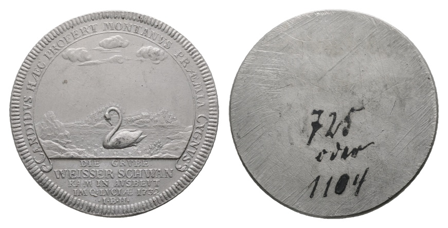  Medaille 1732; Grube weißer Schwan; einseitig; 23,73 g; Ø 43,53 mm   