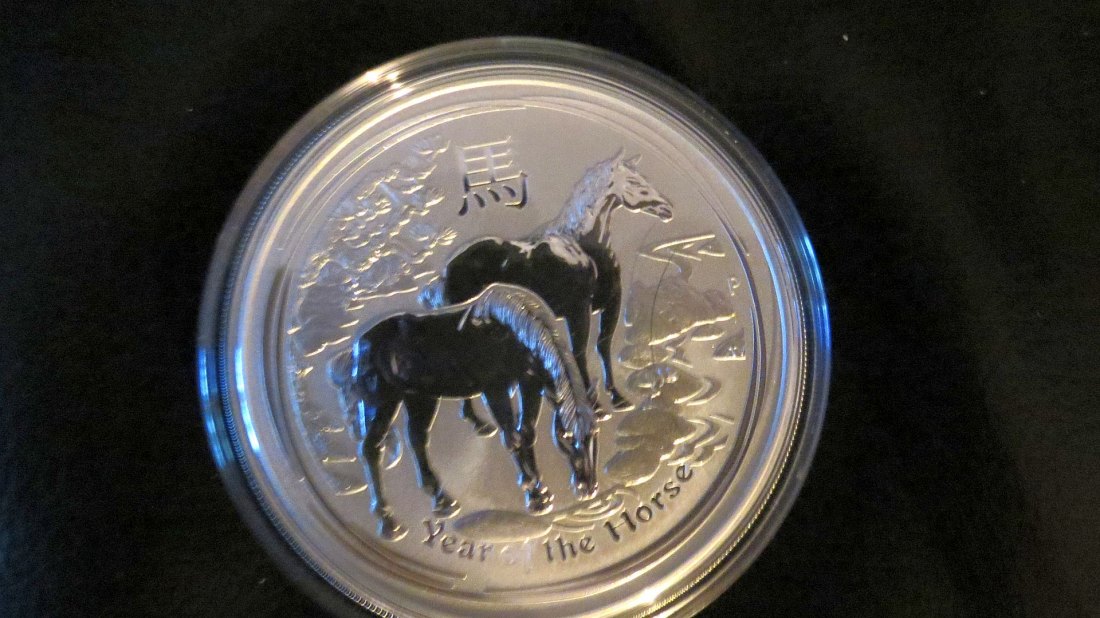  Silver Bullion Coin, 5 Unzen Silber Year of the Horse 2014,Gewicht 155,517 g, BU   