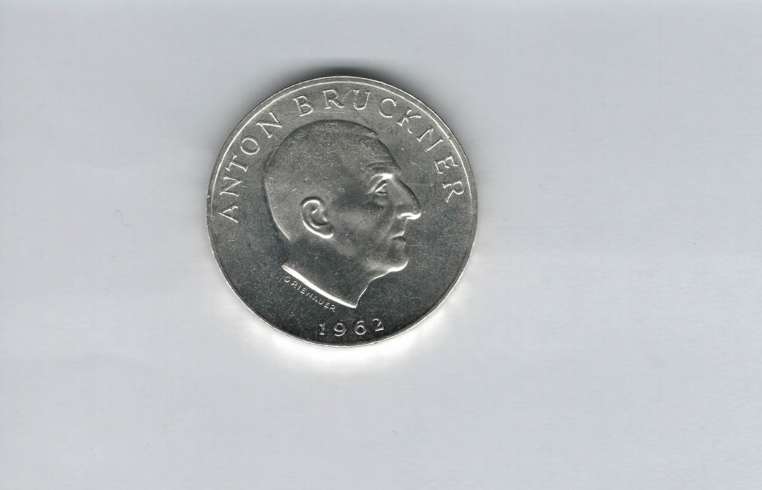  25 Schilling 1962 Anton Bruckner silber Gedenkmünze Österreich 2. Rep Spittalgold9800 (4588/8)   